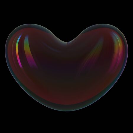 Bad heart shape black symbol dark translucent like oil. Toxic dirty poisoning love funny icon concept. 3d rendering isolated on blackの写真素材
