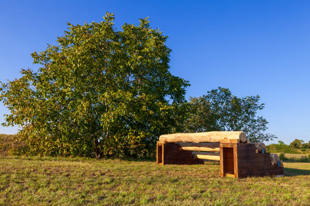 obstacle for equestrian race on the meadows around the city of Palmanova.