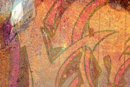 Grunge rust and graffiti background の写真素材