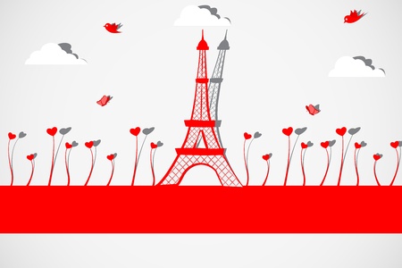 Eiffel Tower with Love Plantのイラスト素材