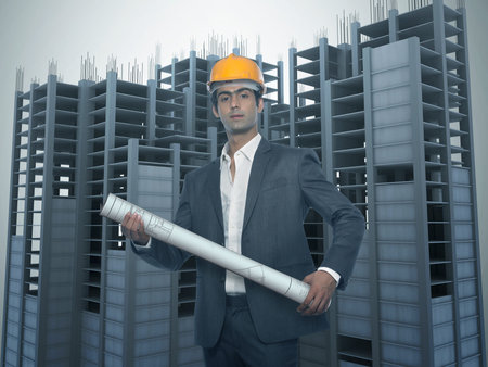 Young Architect with Under constructed Building