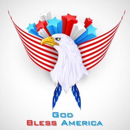 Eagle with American Flagのイラスト素材