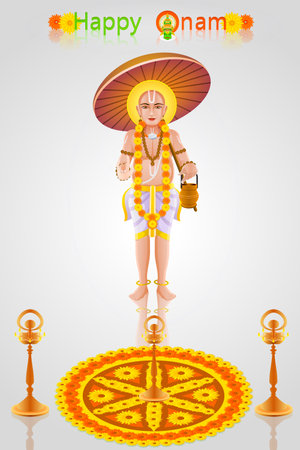 easy to edit vector illustration of King Mahabali in Onam greetingのイラスト素材