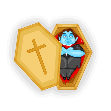easy to edit vector illustration of Dracula Dracula laying in Coffinのイラスト素材