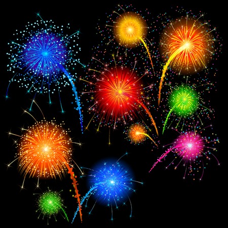 easy to edit vector illustration of colorful fireworkのイラスト素材
