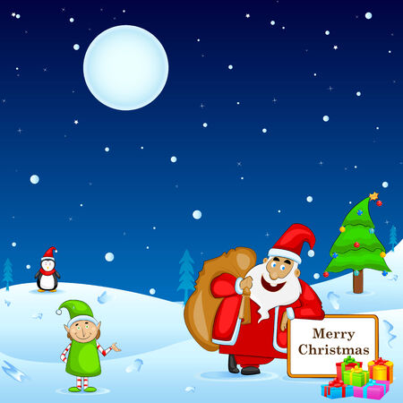 easy to edit vector illustration of Santa Claus with Christmas giftのイラスト素材