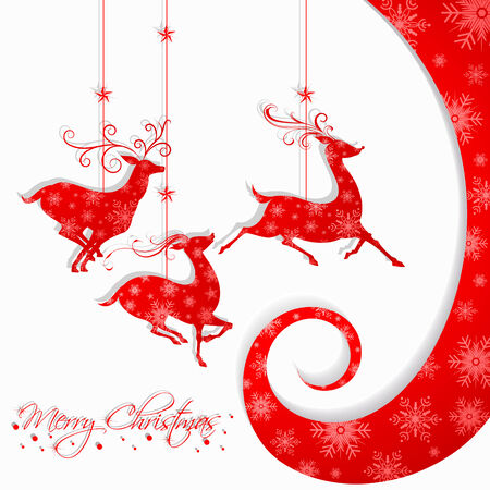 easy to edit vector illustration of Merry Christmas with snowflakes Reindeerのイラスト素材