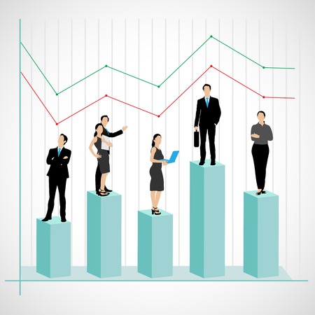 easy to edit vector illustration of successful business team on graphのイラスト素材