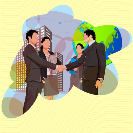  illustration of handshake with business team showing business partnershipのイラスト素材