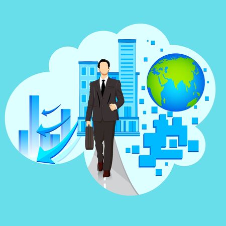 easy to edit vector illustration of businessman walkingのイラスト素材