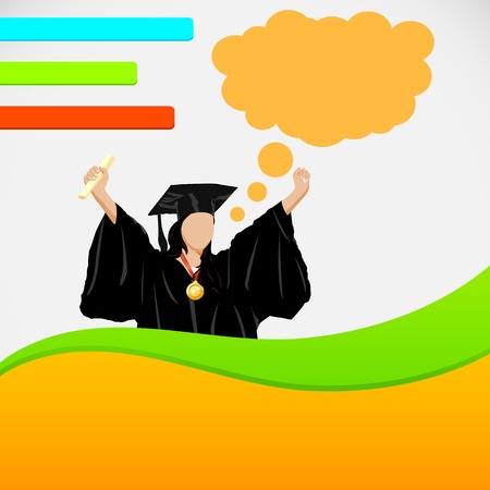 easy to edit vector illustration of lady in graduation gownのイラスト素材