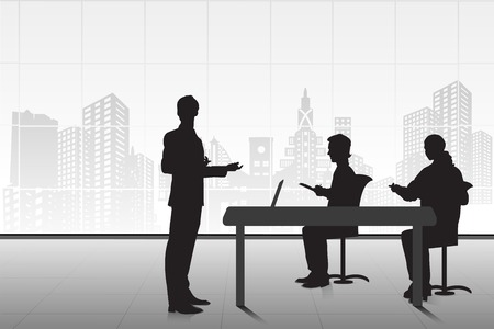 easy to edit vector illustration of businessman giving presentationのイラスト素材