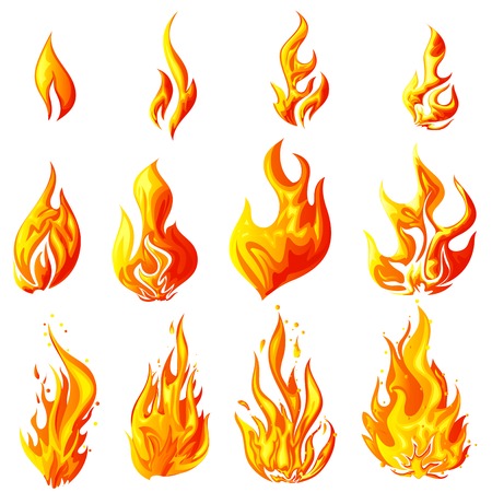 illustration of fire flame collectionのイラスト素材