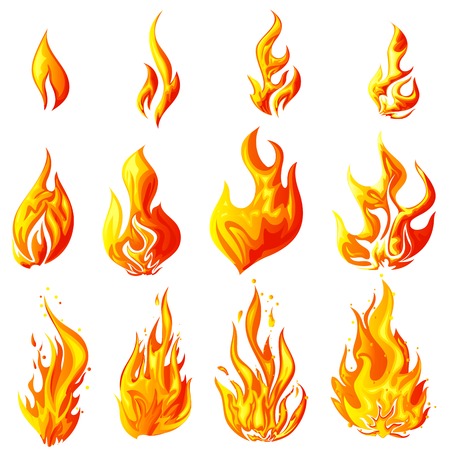 illustration of fire flame collection