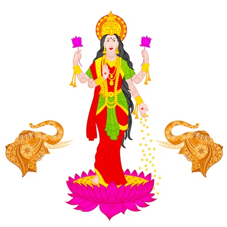 illustration of Goddess Lakshmiのイラスト素材