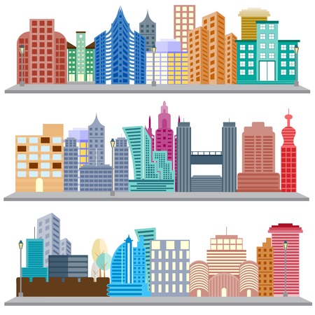 easy to edit vector illustration of cityscape with skyscraper buildingのイラスト素材