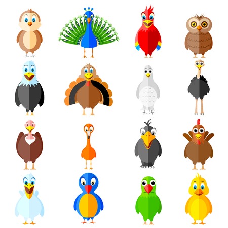 easy to edit vector illustration of collection of colorful birdsのイラスト素材
