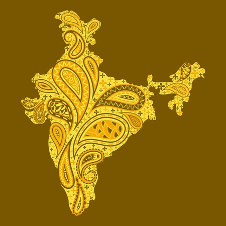 easy to edit vector illustration of floral map of Indiaのイラスト素材