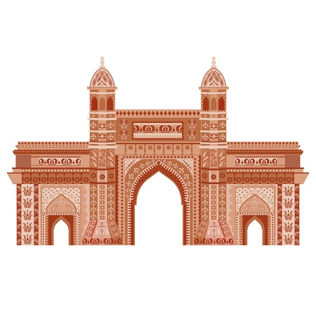 easy to edit vector illustration of Gateway of India  in floral designのイラスト素材