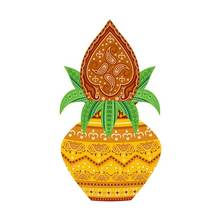 easy to edit vector illustration of kalash  in floral designのイラスト素材