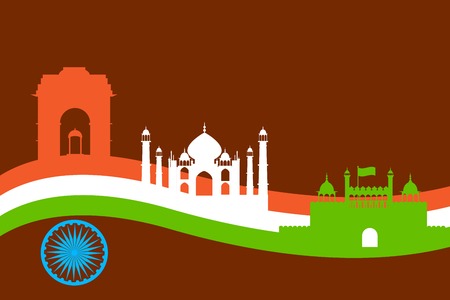 India background with Monument and Buildingのイラスト素材