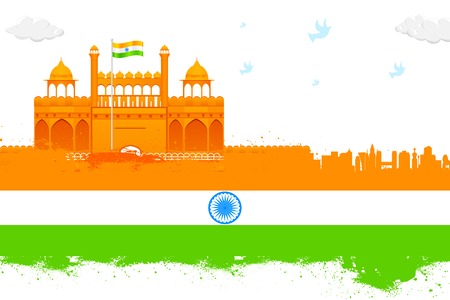 India background with Red Fortのイラスト素材