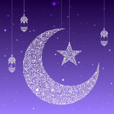 easy to edit vector illustration of Eid Mubarak (Happy Eid) cardのイラスト素材