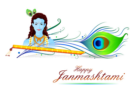 easy to edit vector illustration of Happy Krishna Janmashtamiのイラスト素材