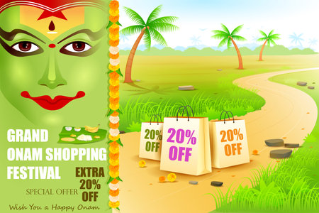 easy to edit vector illustration of Onam shopping festivalのイラスト素材