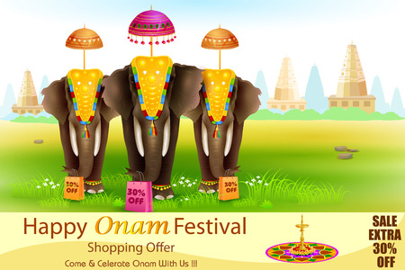 easy to edit vector illustration of decorated elephant for Happy Onamのイラスト素材