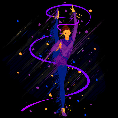 illustration of woman rhythmic gymnastics with ribbonのイラスト素材