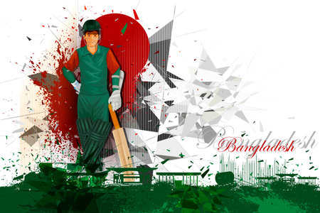 illustration of cricket player from Bangladesh
