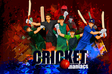 illustration of player in abstract Cricket Championship backgroundのイラスト素材