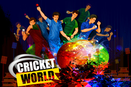 illustration of player in abstract Cricket Championship backgroundのイラスト素材