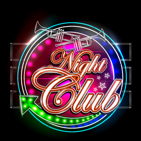 easy to edit vector illustration of Neon Light signboard for Night Clubのイラスト素材
