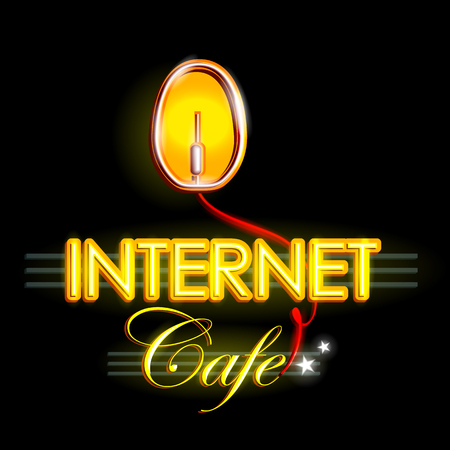 easy to edit vector illustration of Neon Light signboard for Internet Cafeのイラスト素材