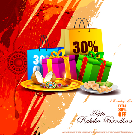 easy to edit vector illustration of Raksha bandhan shopping Sale promotion background for Indian festivalのイラスト素材