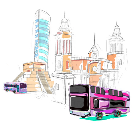easy to edit vector illustration of Mexico cityscapeのイラスト素材
