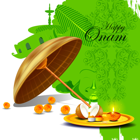 easy to edit vector illustration of Happy Onam  holiday for South India festival backgroundのイラスト素材