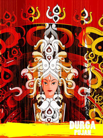 easy to edit vector illustration of Happy Durga Puja India festival holiday backgroundのイラスト素材