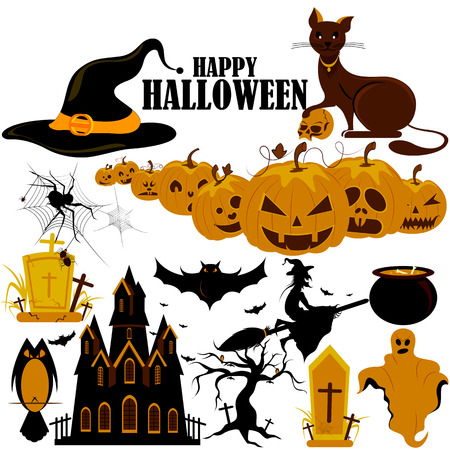 easy to edit vector illustration of Happy Halloween scary objectのイラスト素材
