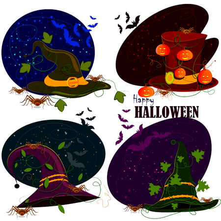 easy to edit vector illustration of Happy Halloween hat scary backgroundのイラスト素材