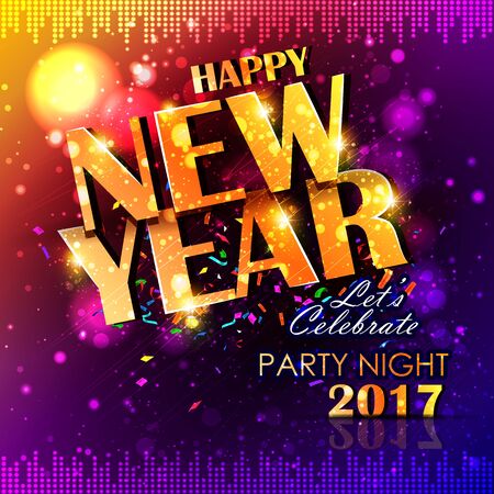 easy to edit  illustration of Happy New Year 2017 party celebration posterのイラスト素材