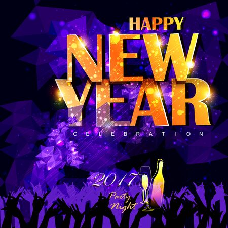 easy to edit  illustration of Happy New Year 2017 party celebration posterのイラスト素材