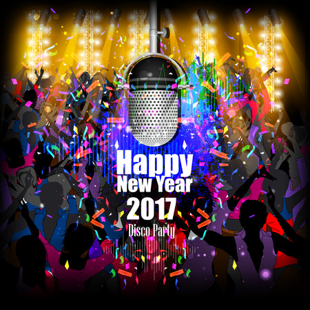 easy to edit vector illustration of Happy New Year 2017 disco party celebration posterのイラスト素材