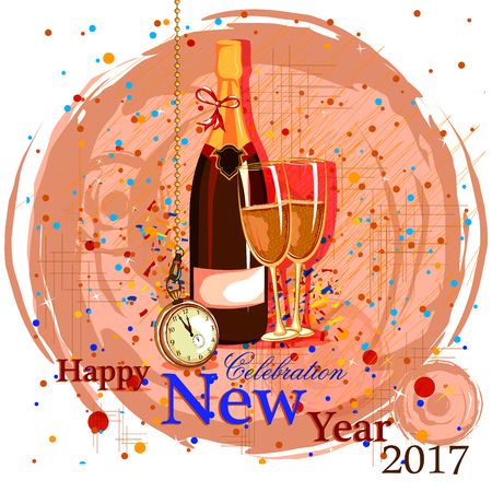 easy to edit vector illustration of Happy New Year 2017 party celebration posterのイラスト素材