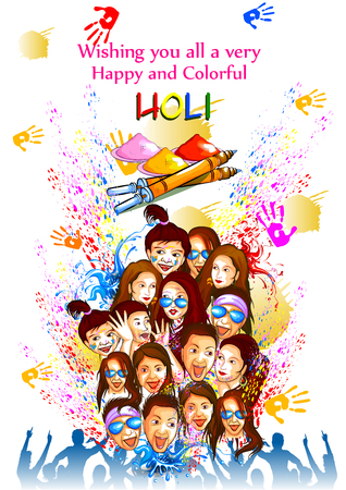 Colorful Happy Hoil background for festival of colors in Indiaのイラスト素材
