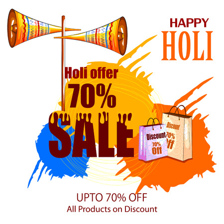 Happy Hoil Sale and Promotion Advertisment background for festival of colors in Indiaのイラスト素材