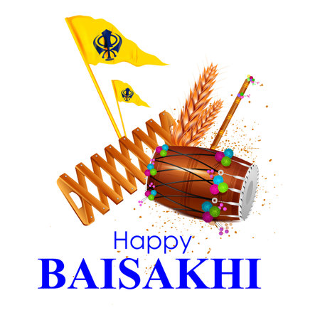 Easy to edit vector illustration of celebration of Punjabi festival Baisakhi patternのイラスト素材