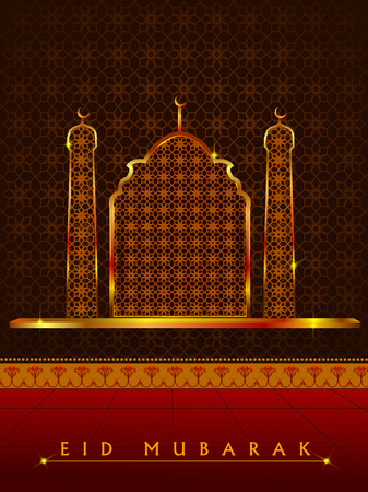 Islamic Design mosque door and window for Eid Mubarak Happy Eid celebration backgroundのイラスト素材